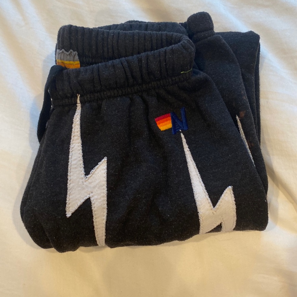 Aviator Nation black and white lighting bolt sweats